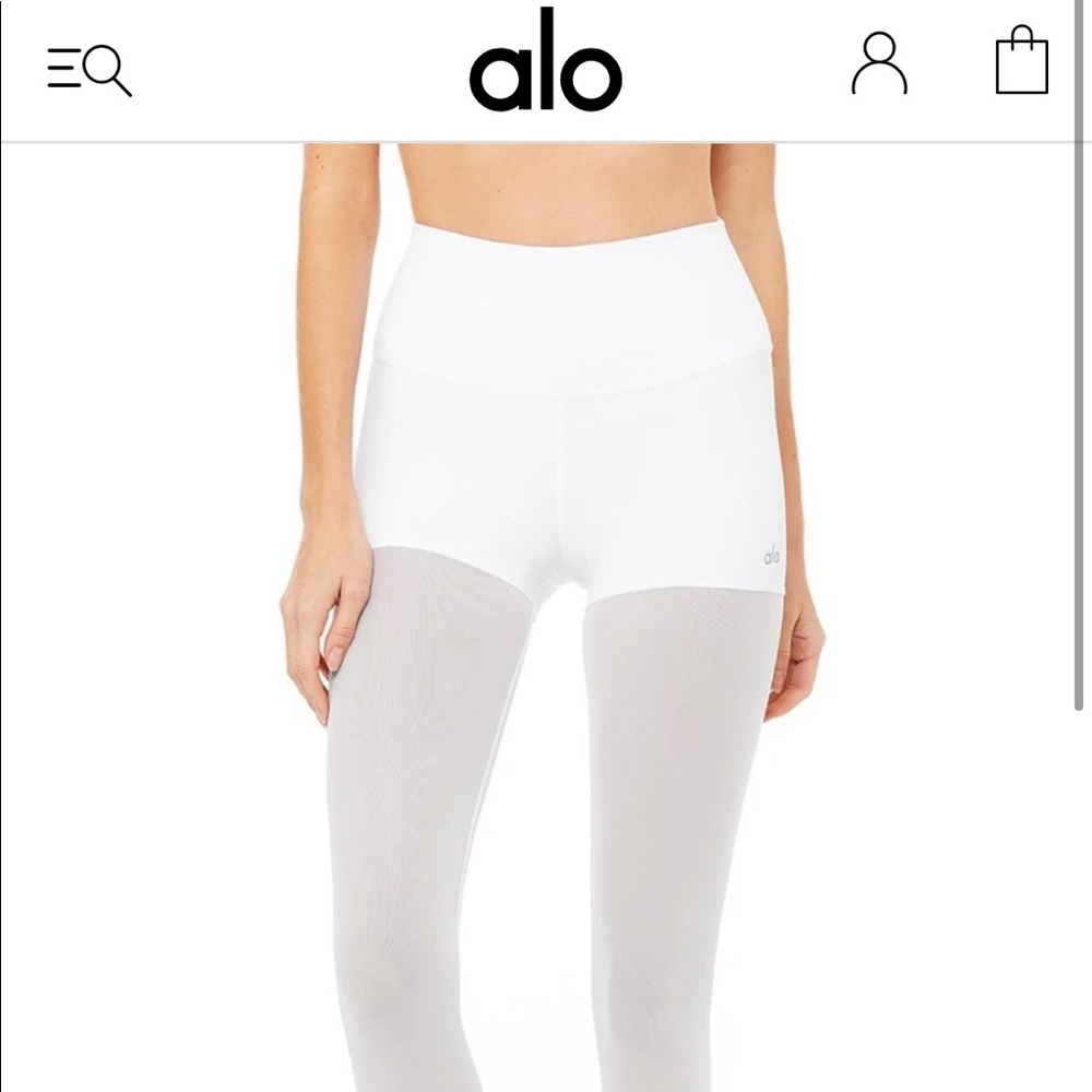 ALO YOGA WHITE MESH LEGGINGS